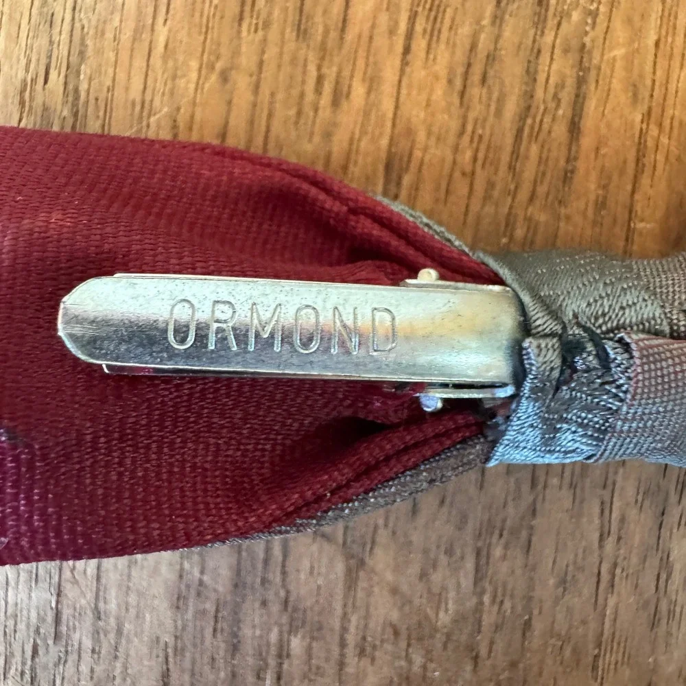 Vintage Ormond Bow Tie Rust Resist Clip On Two Tone Burgundy‎ Teal